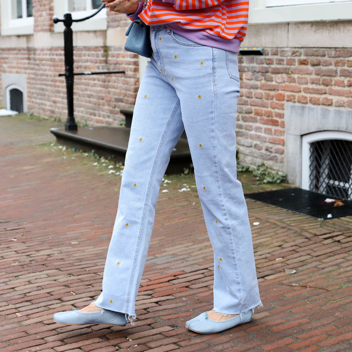 Denim jeans bloemen