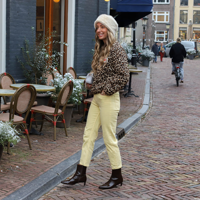Denim jeans geel