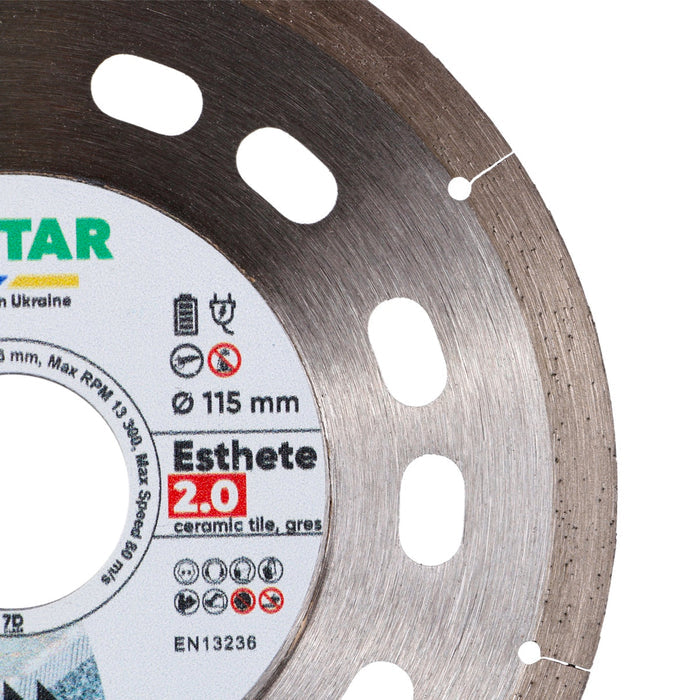Diamond blade with brand name and specifications on a white background