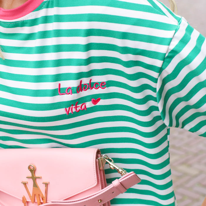 Dolce Vita streep joggingset groen wit