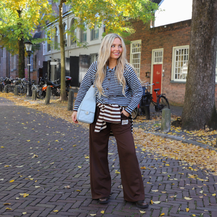Dory streep vest blauw bruin
