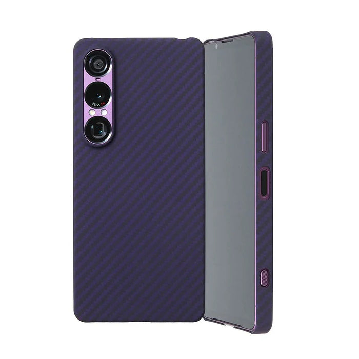 Xperia 1 VII protection bundle — DURO Kevlar Case (Midnight Purple) with free Super Tough Glass — DEFF