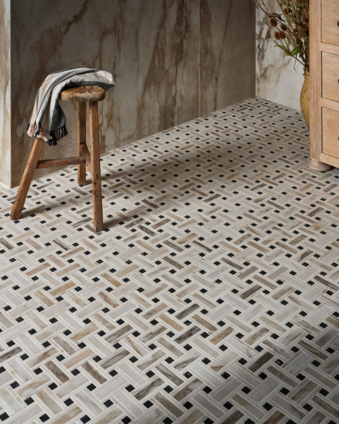 East Village Porcelain Basketweave Mosaic Oro