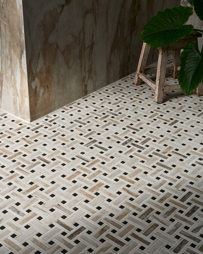 East Village Porcelain Basketweave Mosaic Oro