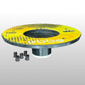 Bond Flange round yellow top view with center opening and four mounting cups