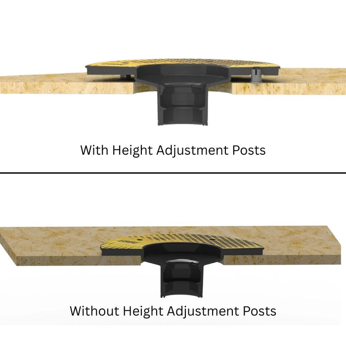 Bond Flange with height adjustment posts shown from side for raised installation
