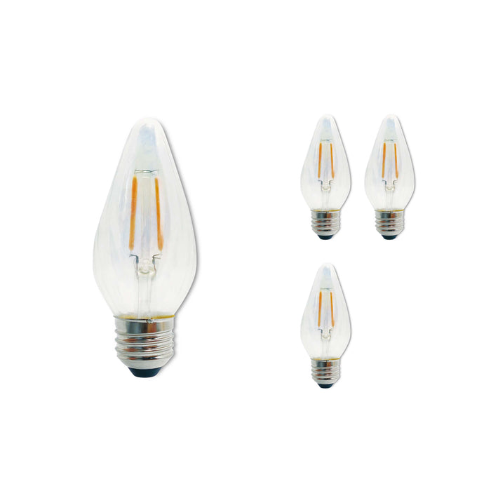 F15 4W Dimmable Clear/Iridescent Filament LED Light Bulb with E26 Base, 2700K, 320 Lumens, 4-Pack