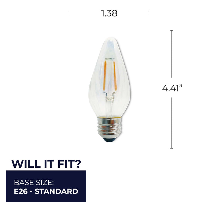 F15 4W Dimmable Clear/Iridescent Filament LED Light Bulb with E26 Base, 2700K, 320 Lumens, 4-Pack