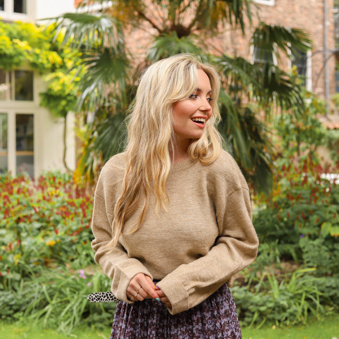 Fanna reversible knit pebble