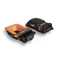 Fento Original Knee Pads, black foam knee protectors with orange straps and trim
