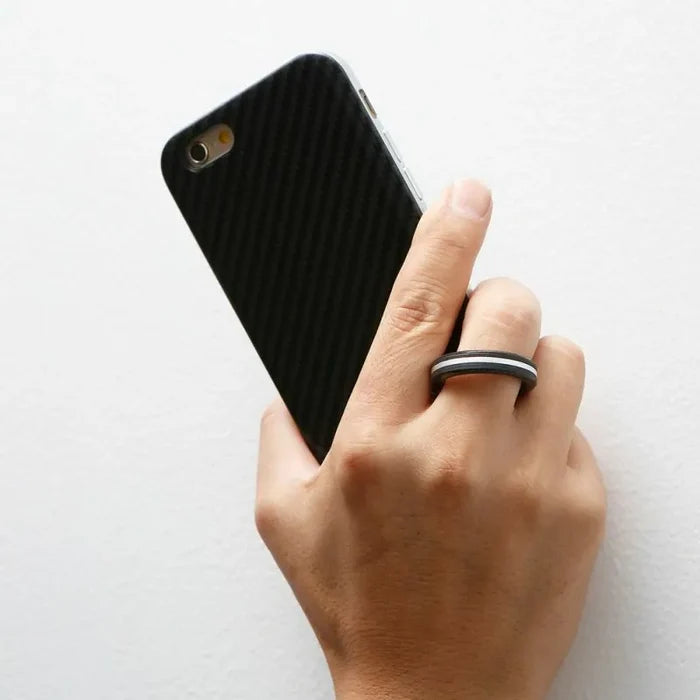 Finger ring strap phone grip in aluminum and carbon fiber — DEFF