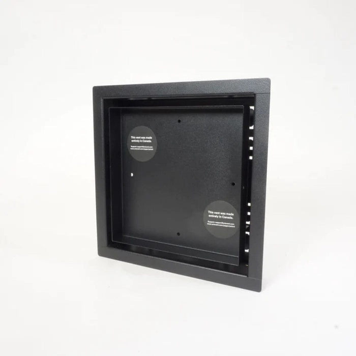 Framed OG floor vent cover plate with rectangular opening and side latch cutouts