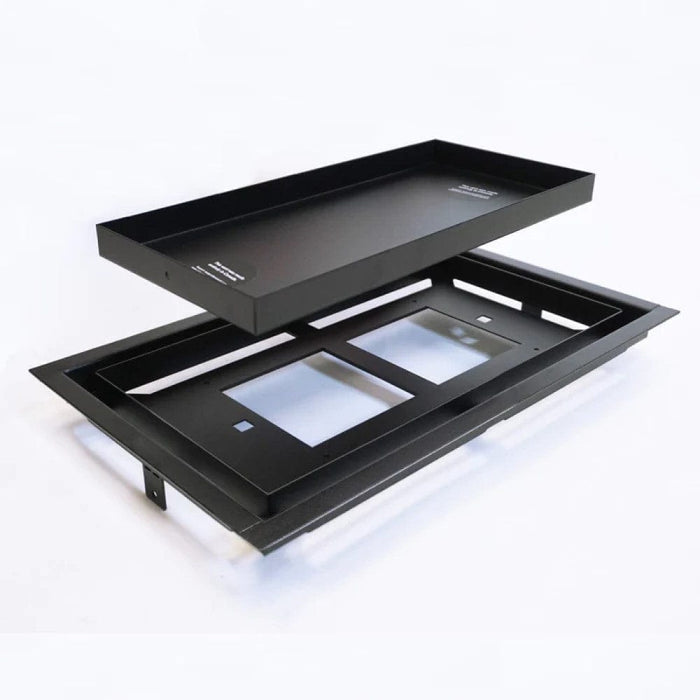 Open framed OG floor vent base with inner grilles and rectangular opening