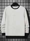 Adidas Fleece Funky Style Sweatshirt For Men-White Melange with Black-BR14449