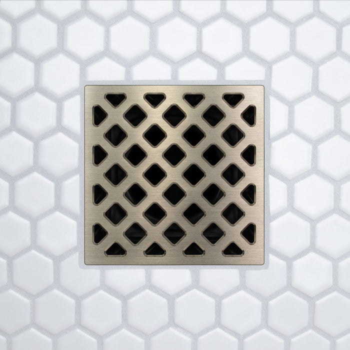 FloFX Forty Five Drain Grate in Brushed Nickel finish for compatible FloFX shower drain