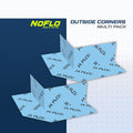FloFx NoFlo waterproof outside corner pieces, blue with printed logo pattern