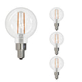 G16 2.5W Dimmable Clear Filament LED Light Bulb with E12 Base, 2700K, 250 Lumens, 4-Pack