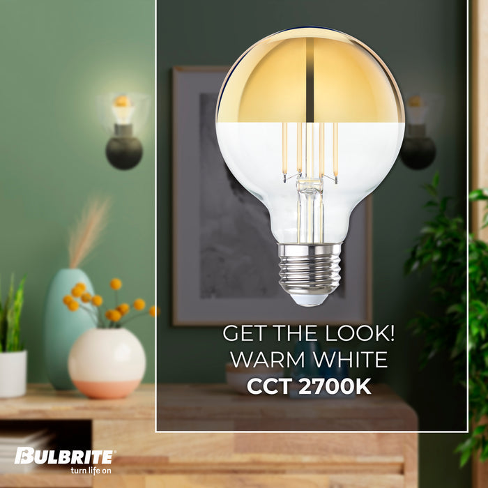 G25 4.5W Dimmable Half Gold Filament LED Light Bulb with E26 Base, 2700K, 350 Lumens, 4-Pack