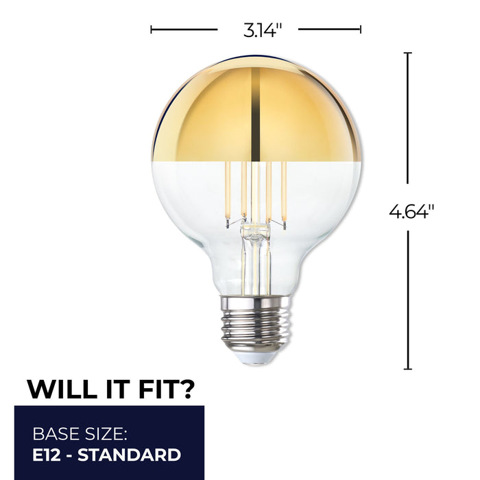 G25 4.5W Dimmable Half Gold Filament LED Light Bulb with E26 Base, 2700K, 350 Lumens, 4-Pack