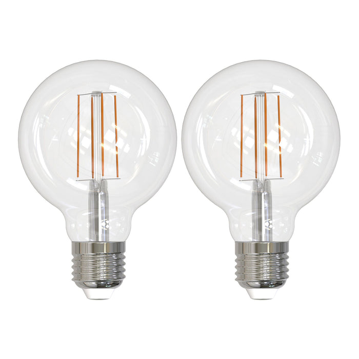 G25 8.5W Dimmable Clear Filament LED Light Bulb with E26 Base, 3000K, 800 Lumens, 2-Pack