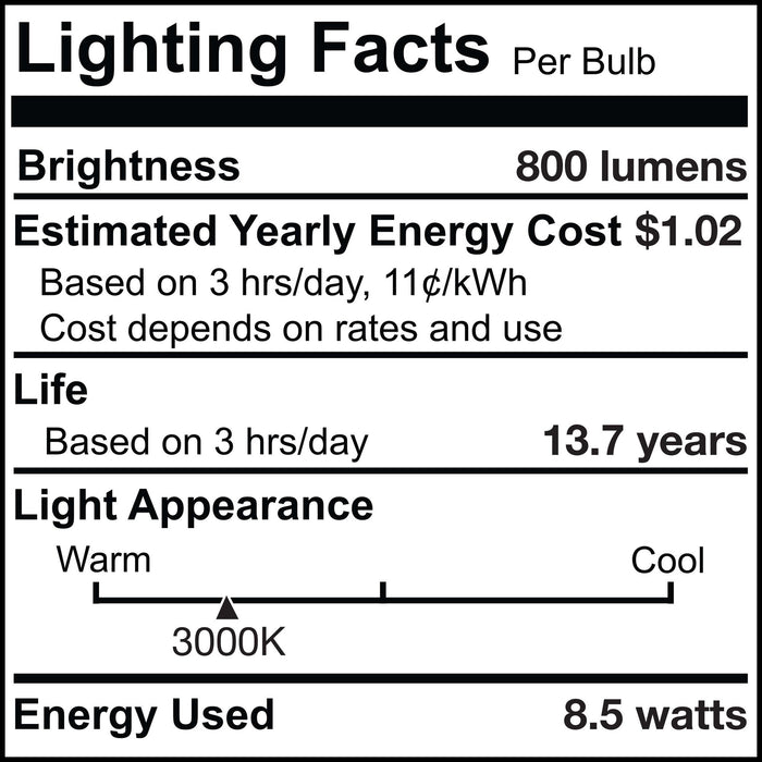 G25 8.5W Dimmable Clear Filament LED Light Bulb with E26 Base, 3000K, 800 Lumens, 2-Pack