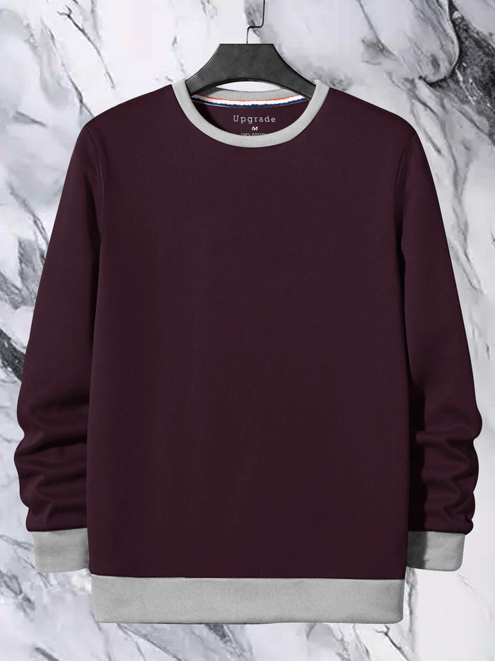 GA Fleece Sweatshirt For Men-Indigo with Grey-BR14631