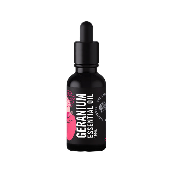 Geranium essential oil 15ml black glass dropper bottle