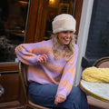 Gigi streep trui peach Lila