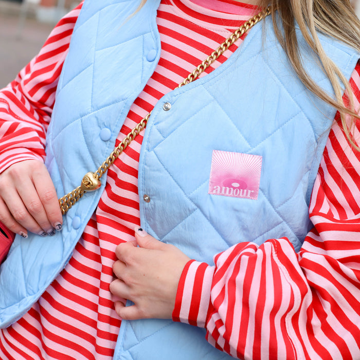 Gilet Amour lichtblauw