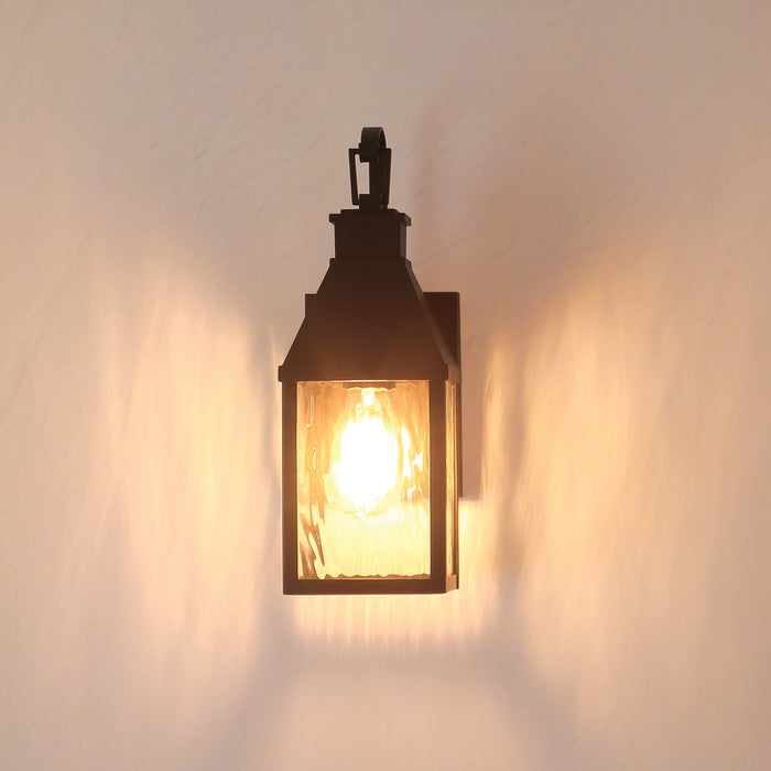 Glencrest 14-inch 1-light Dark Bronze Exterior Wall Sconce with Clear Water Glass