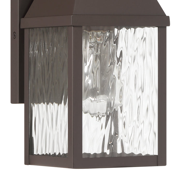 Glencrest 14-inch 1-light Dark Bronze Exterior Wall Sconce with Clear Water Glass