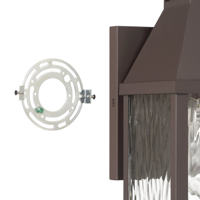 Glencrest 14-inch 1-light Dark Bronze Exterior Wall Sconce with Clear Water Glass