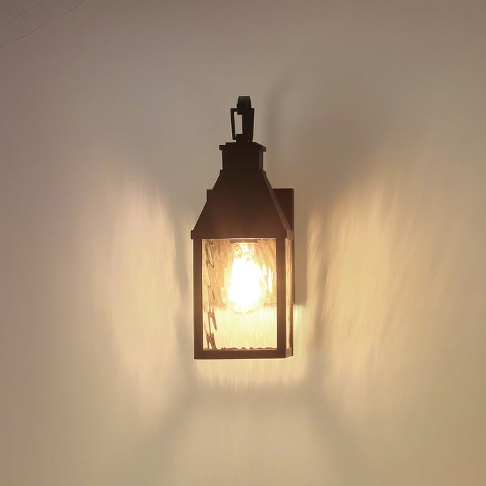 Glencrest 14-inch 1-light Textured Black Exterior Wall Sconce with Clear Water Glass