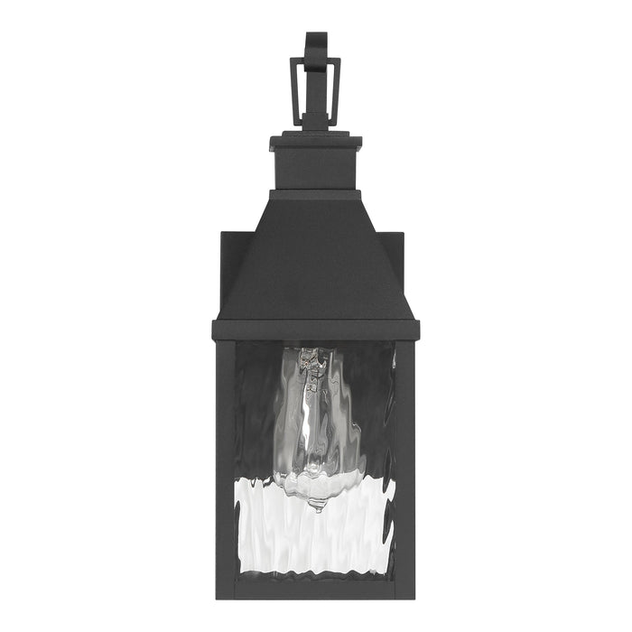 Glencrest 14-inch 1-light Textured Black Exterior Wall Sconce with Clear Water Glass