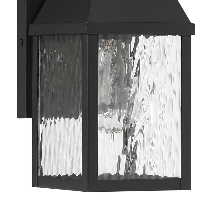 Glencrest 14-inch 1-light Textured Black Exterior Wall Sconce with Clear Water Glass