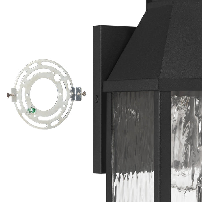 Glencrest 14-inch 1-light Textured Black Exterior Wall Sconce with Clear Water Glass