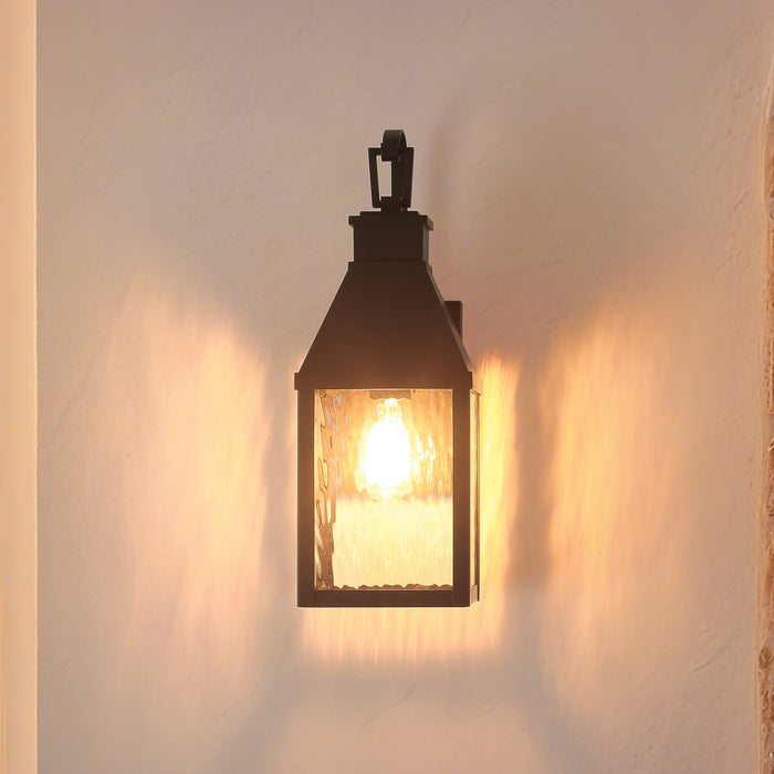 Glencrest 18-inch 1-light Dark Bronze Exterior Wall Sconce with Clear Water Glass