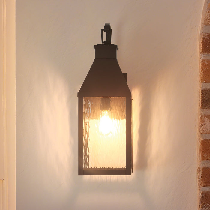 Glencrest 23-inch 1-light Dark Bronze Exterior Wall Sconce with Clear Water Glass