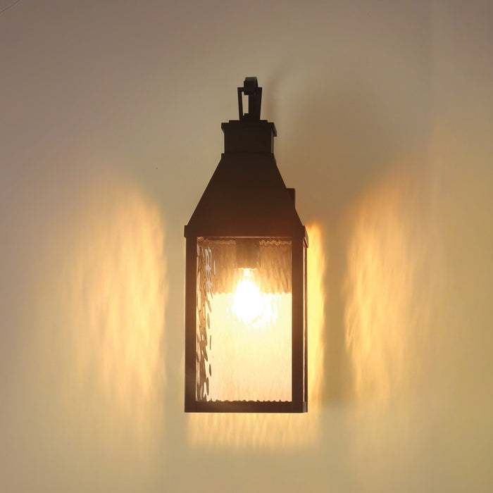 Glencrest 23-inch 1-light Textured Black Exterior Wall Sconce with Clear Water Glass