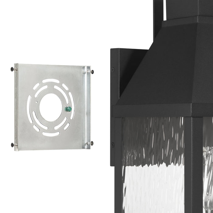 Glencrest 23-inch 1-light Textured Black Exterior Wall Sconce with Clear Water Glass