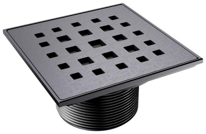 Brushed Point Drain top with square grid perforations
