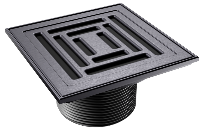 Brushed Point Drain top with maze-style channel cutouts