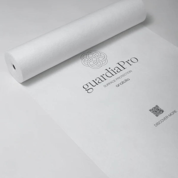 Guardia White Pro surface protection roll, printed branding on white protective sheet