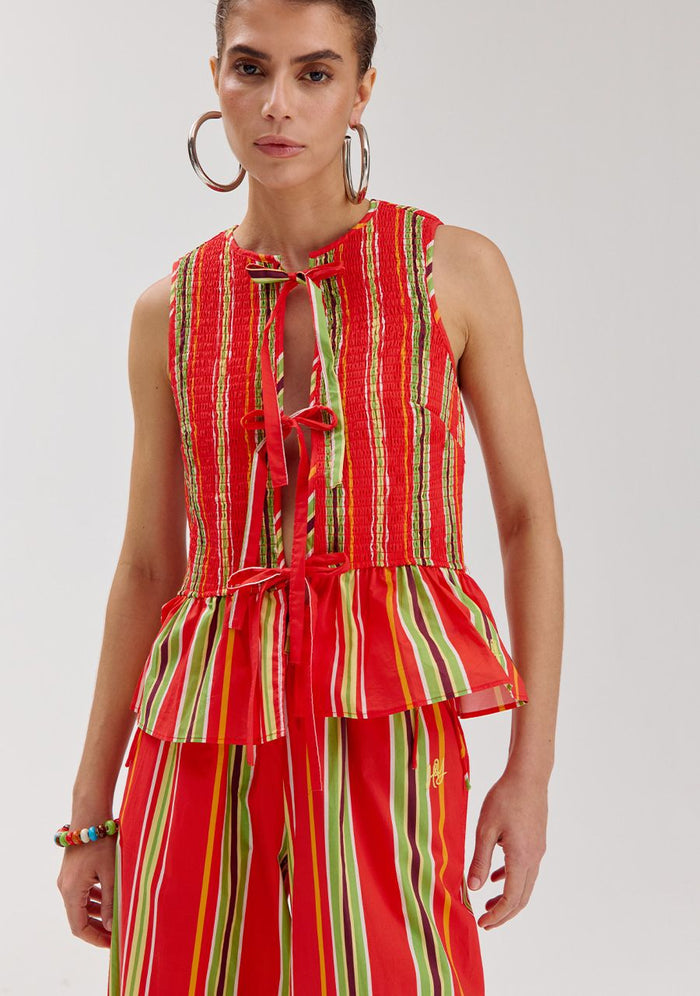 Harper & Yve Cindy top multi stripe red
