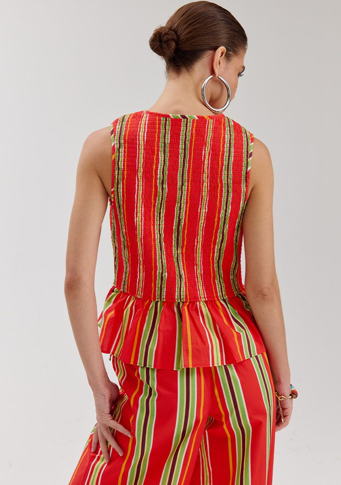 Harper & Yve Cindy top multi stripe red