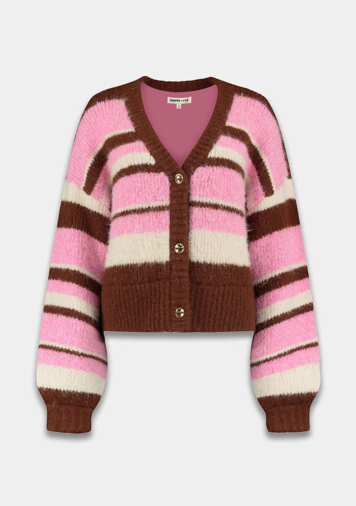 Harper & Yve Noor cardigan multi stripe pink
