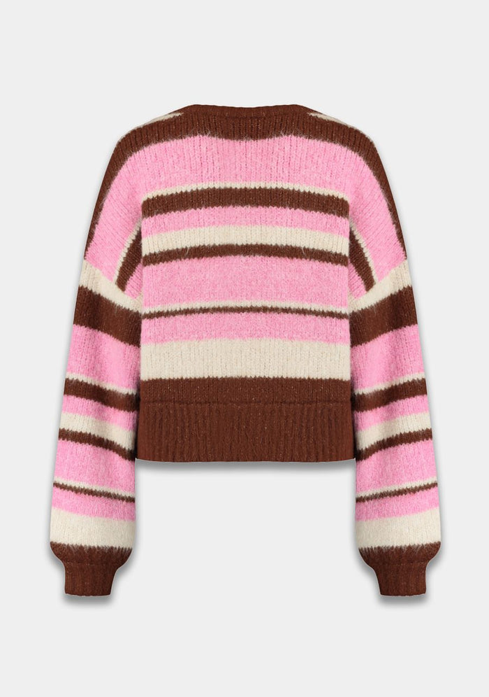 Harper & Yve Noor cardigan multi stripe pink