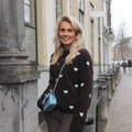 Hartjes vest lange mouw bruin ecru