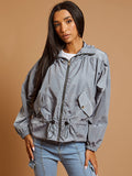 High Neck Hooded Festival Jacket For Ladies-Grey-RT2543