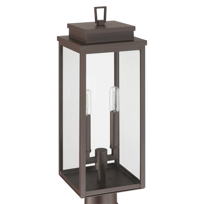 Hillside 20-inch 2-light Dark Bronze Exterior Post Light with Clear Glass